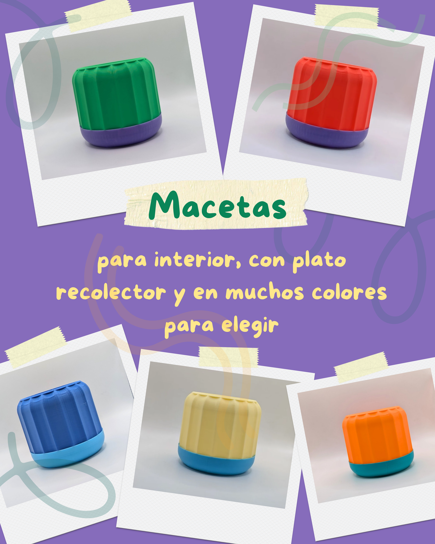 Maceta Canela - Para interiores, con drenaje y plato