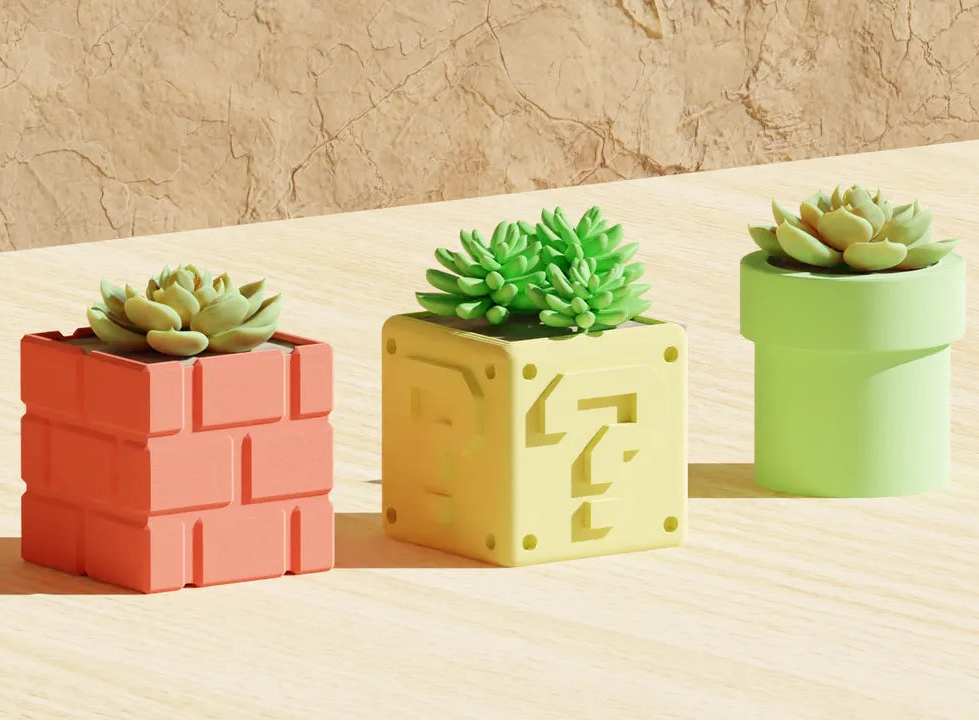 Pack de 3 macetas para tunitas - Super mario