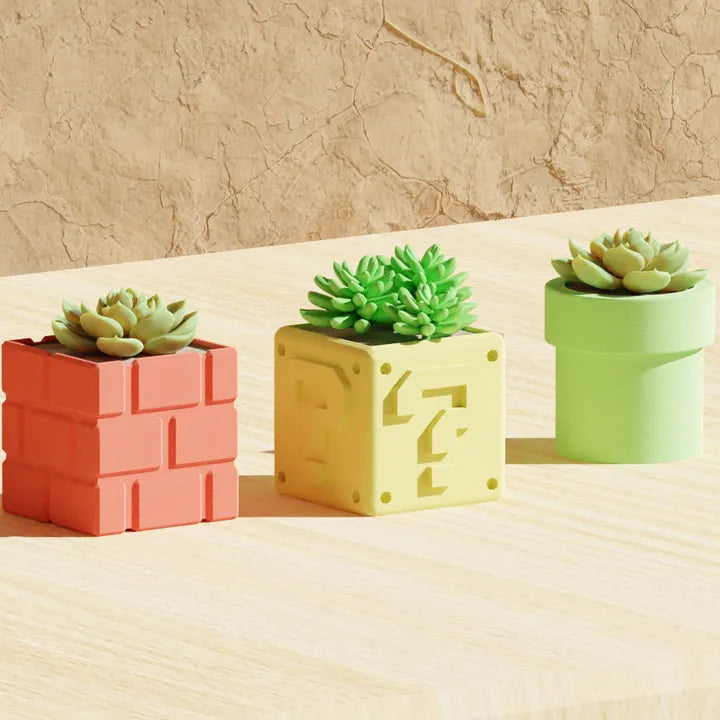 Pack de 3 macetas para tunitas - Super mario