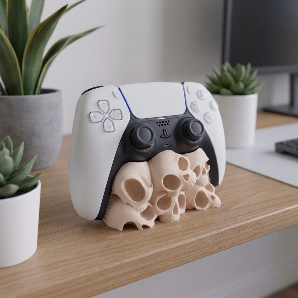 Soporte para joystick de PS5 con diseño de calaveras, variante Beige.