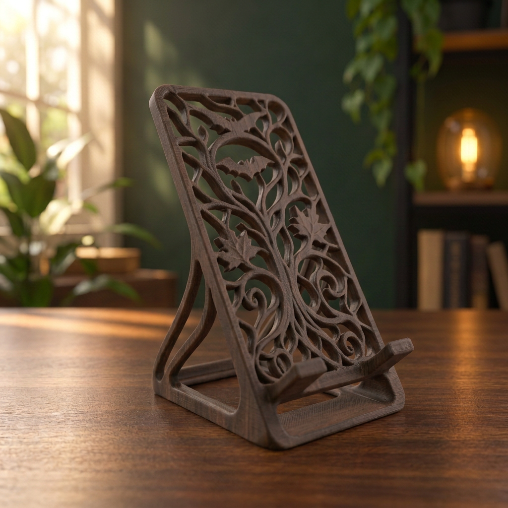 Soporte para celular con diseño otoñal, variante Marrón.