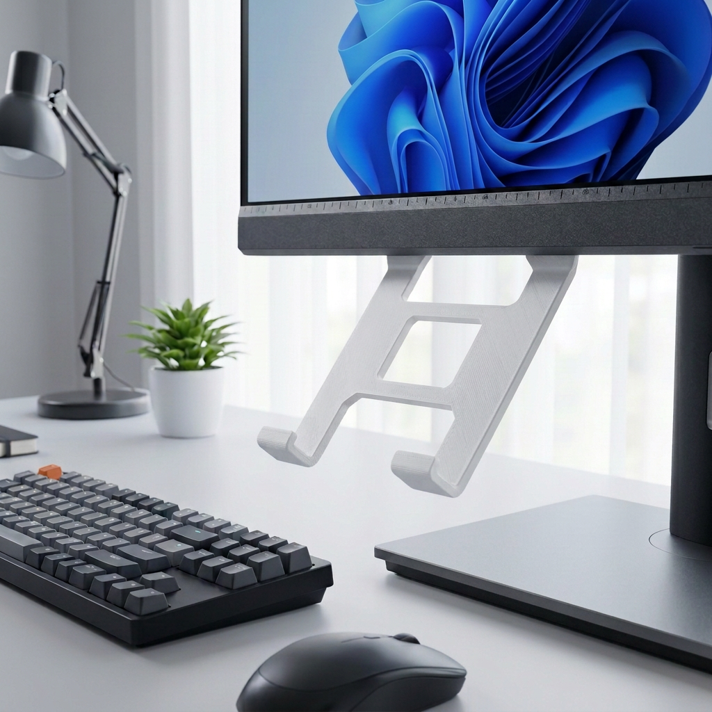 Soporte para celular debajo del monitor, variante Blanco.