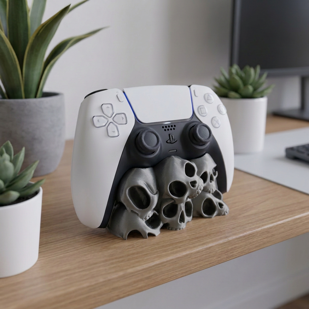 Soporte para joystick de PS5 con diseño de calaveras, variante Gris.
