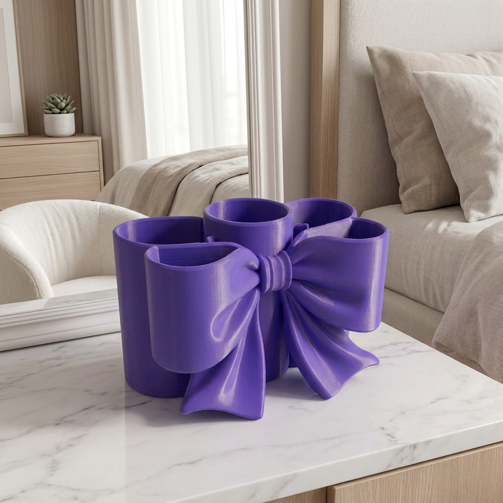 Porta Pinceles de Maquillaje Estilo Moño, variante Violeta.