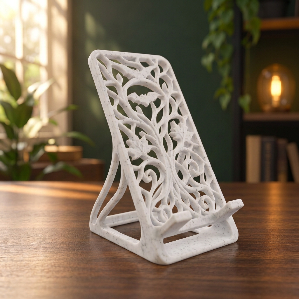 Soporte para celular con diseño otoñal, variante Mármol.