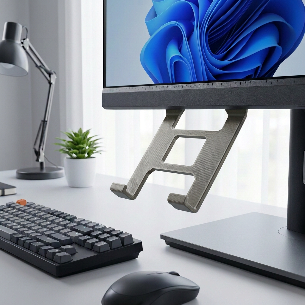 Soporte para celular debajo del monitor, variante Gris.