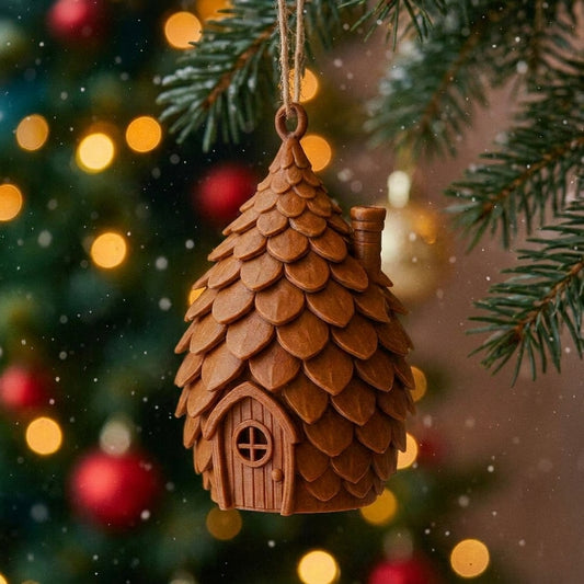 Casita de pino miniatura para gnomos - Decoración