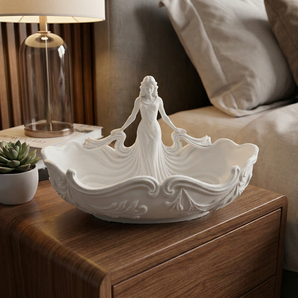 Alhajero decorativo de diosa, vista frontal en un entorno de uso.