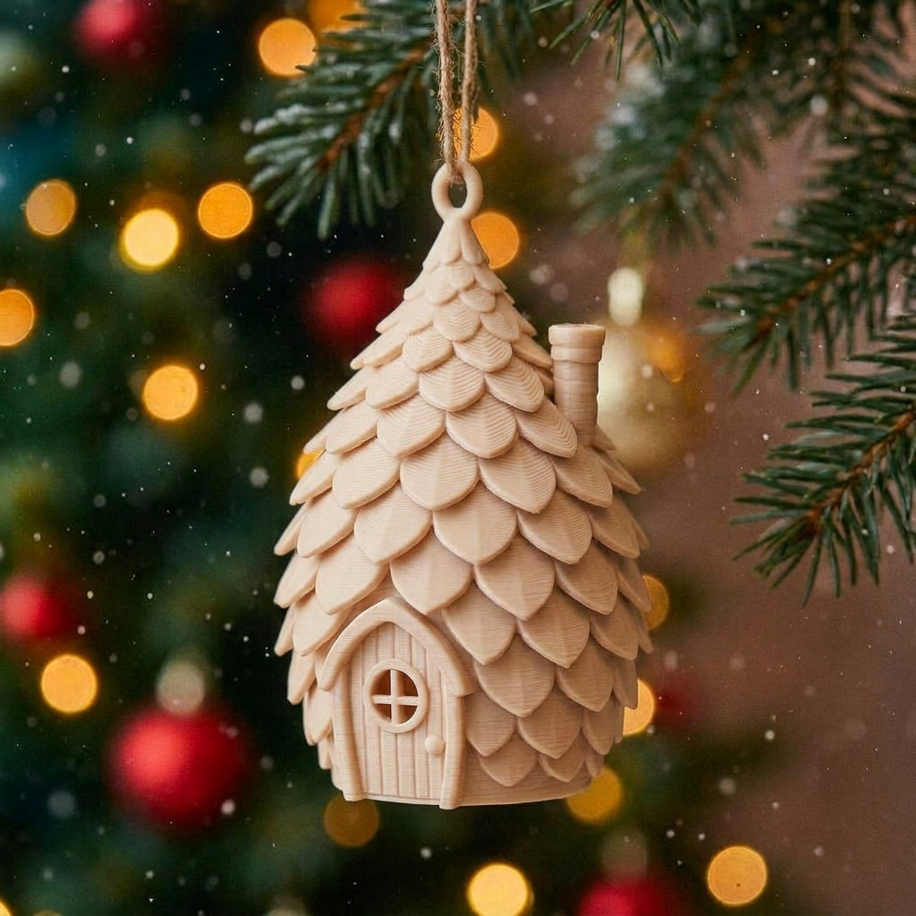 Casita de pino miniatura para gnomos - Decoración